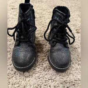 Steve Madden toddler Black and Silver Lace-Up Boots